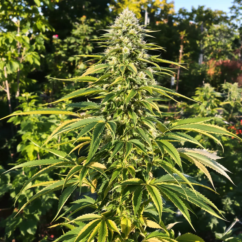 Golden Nugget 37% indica / 63% sativa flower with visible trichomes