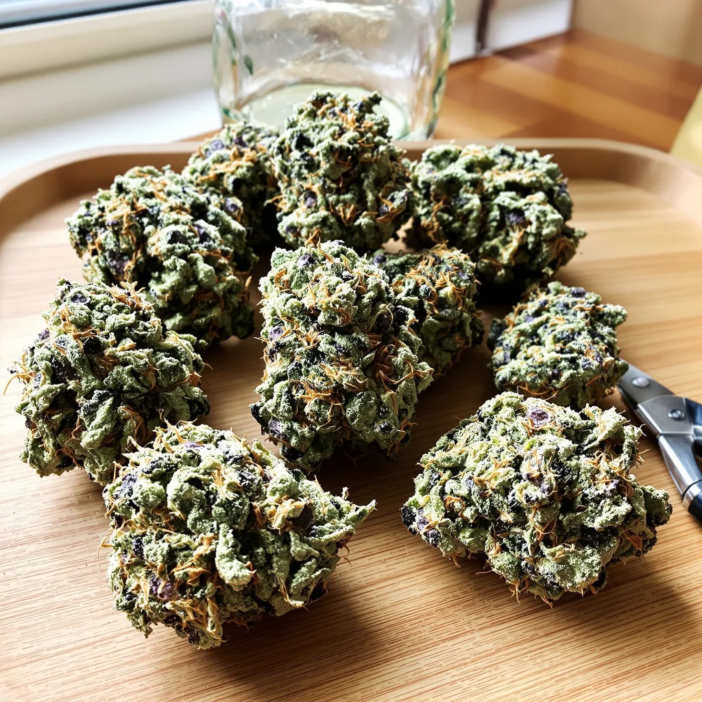 Golden Pineapple 50% indica / 50% sativa flower with visible trichomes