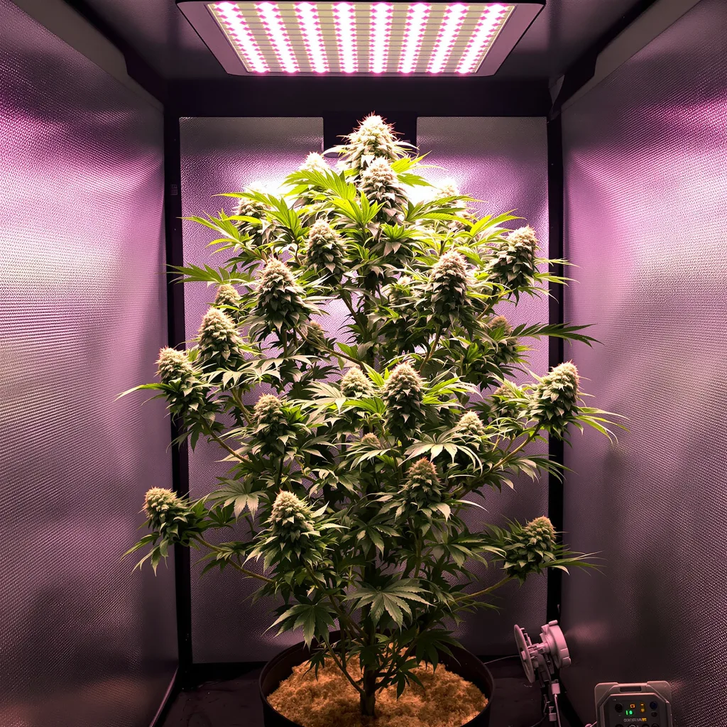 Golden Ticket 50% indica / 50% sativa flower with visible trichomes