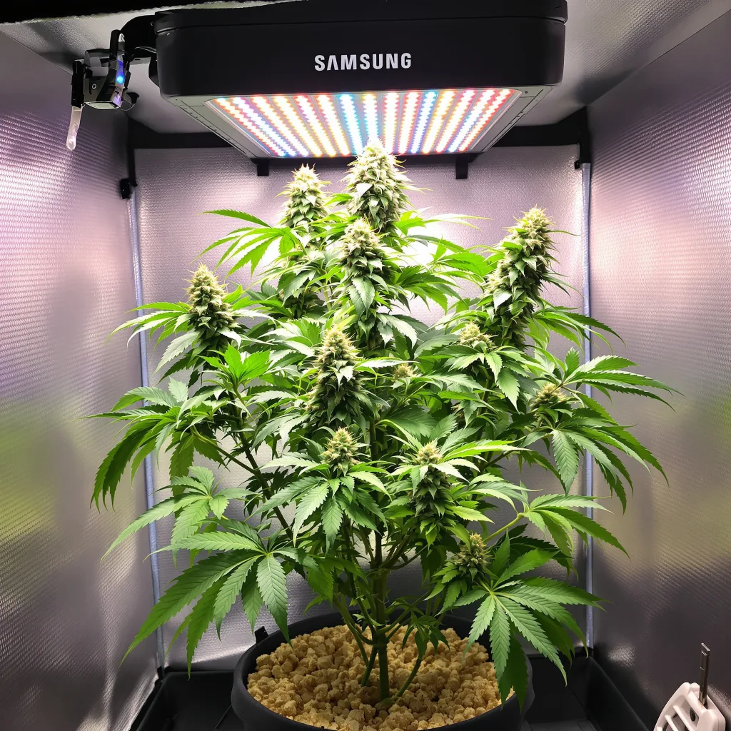 Goo 74% indica / 26% sativa flower with visible trichomes