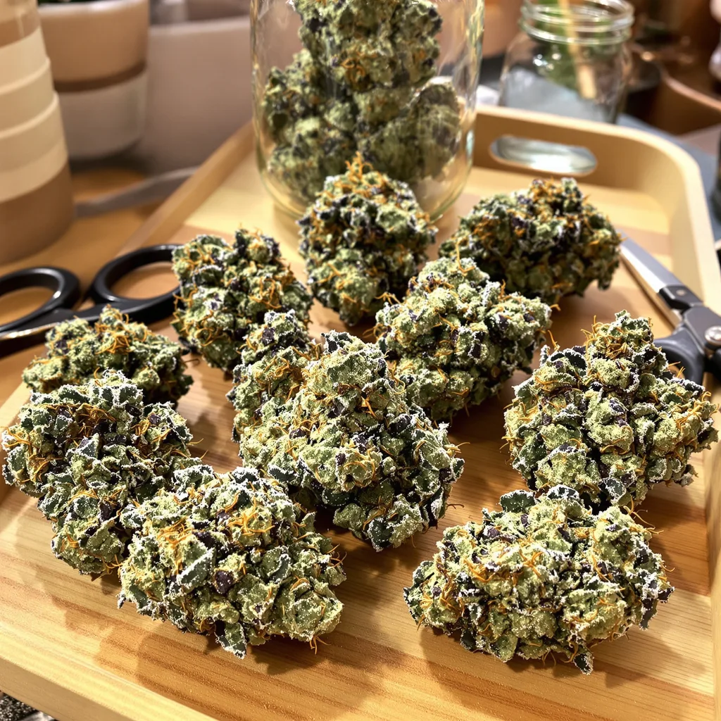 Goon Berries 63% indica / 37% sativa flower with visible trichomes