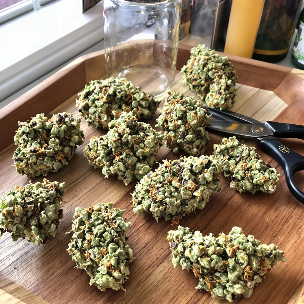 Gorilla Glue #4 60% indica / 50% sativa flower with visible trichomes