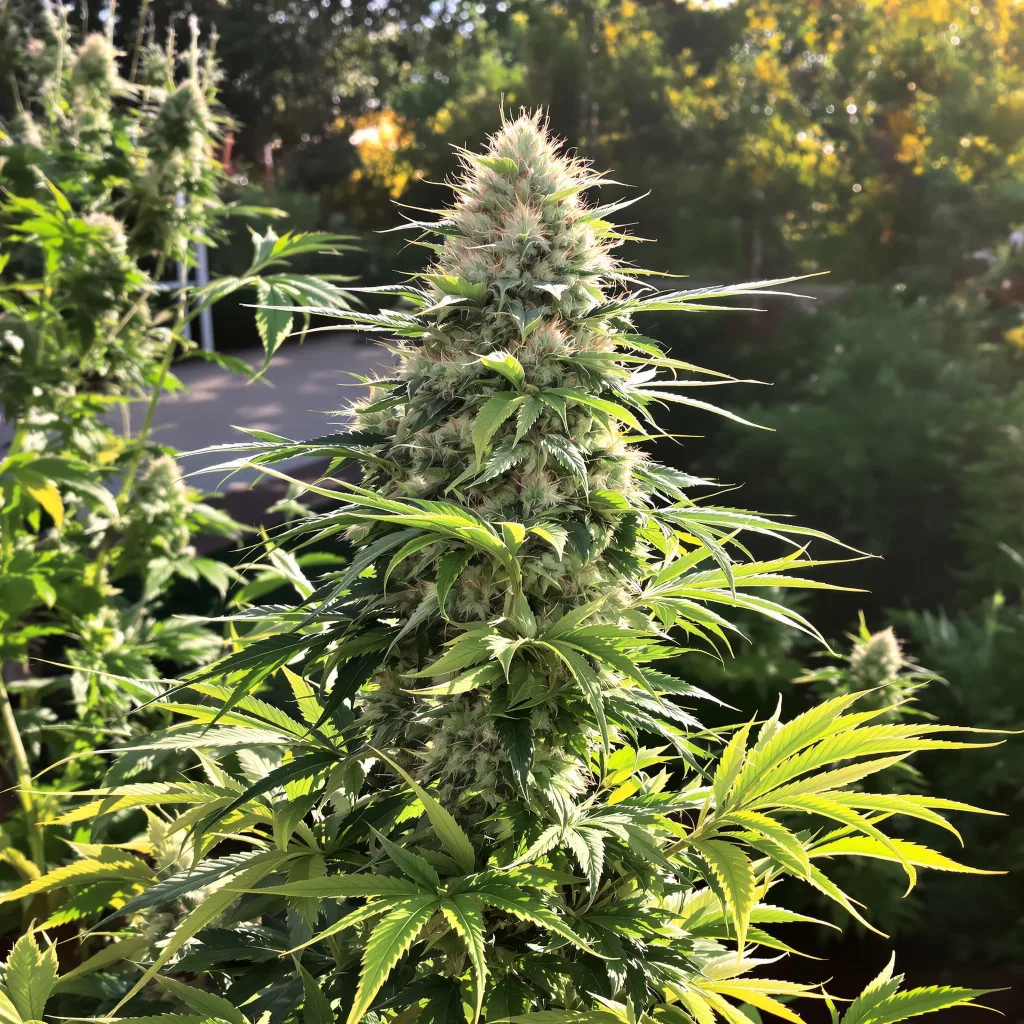 Gorilla Glue #4 60% indica / 50% sativa flower with visible trichomes