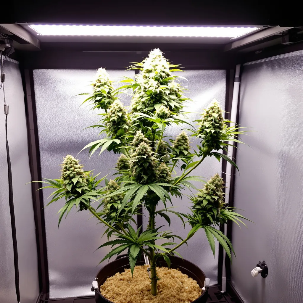 Gorilla Glue 51% indica / 49% sativa flower with visible trichomes