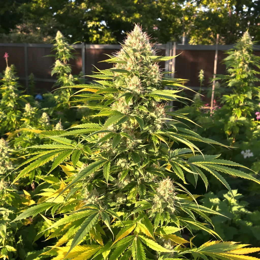Gorilla Glue 51% indica / 49% sativa flower with visible trichomes
