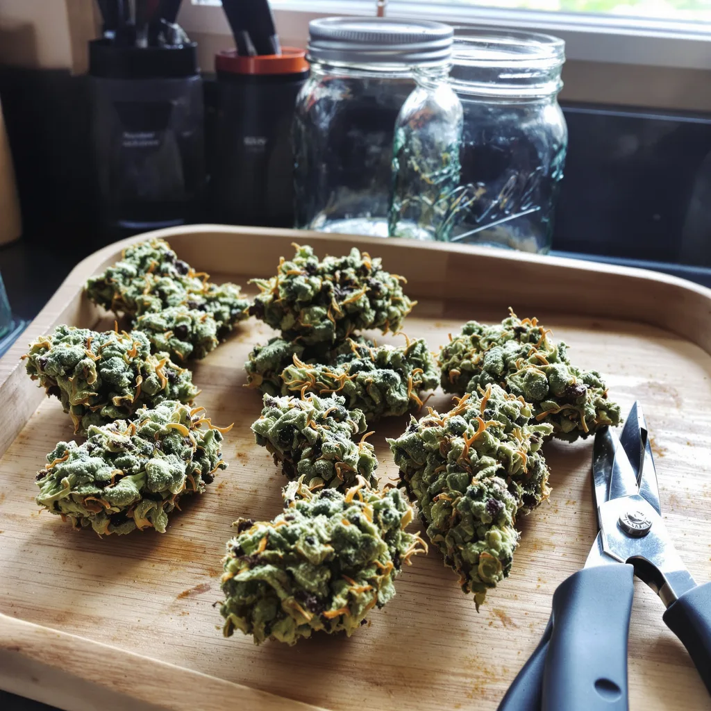 Gorilla Nut 49% indica / 51% sativa flower with visible trichomes