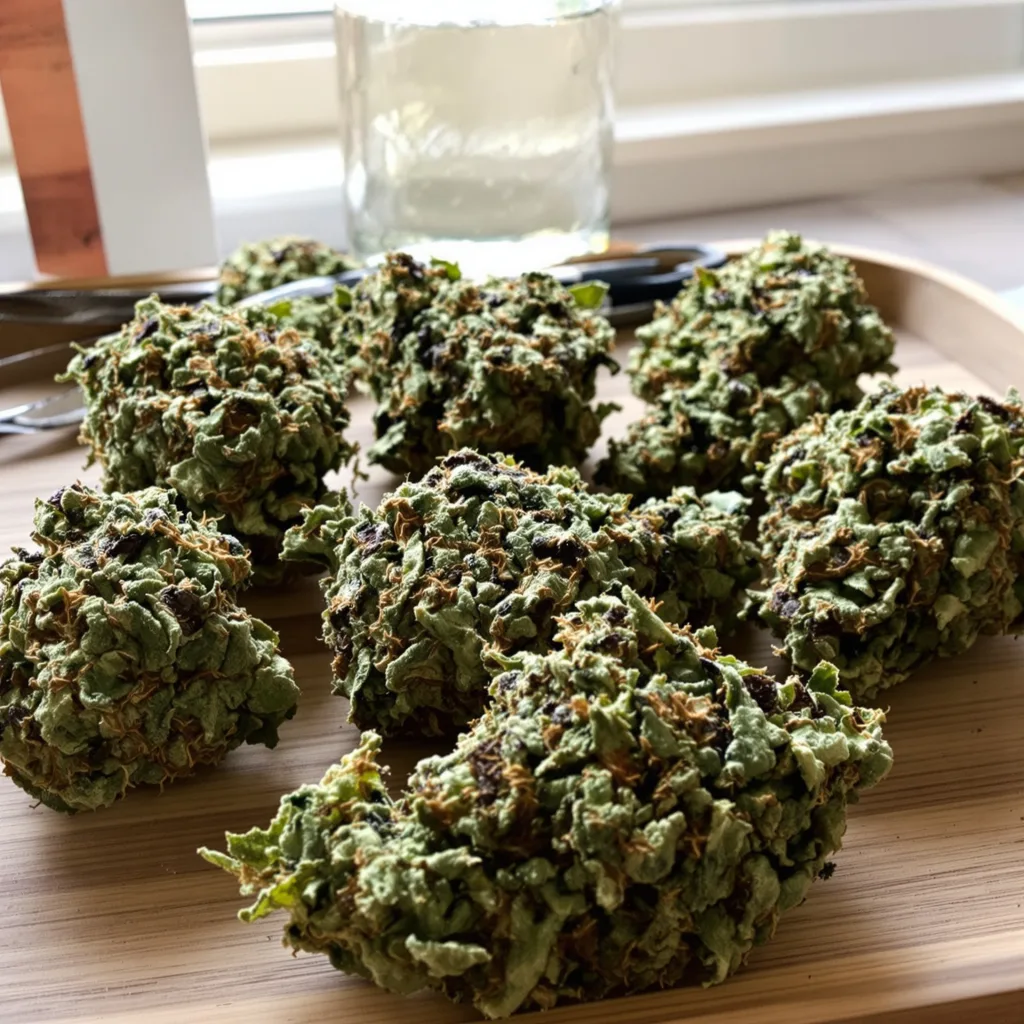 Grape Ape 68% indica / 32% sativa flower with visible trichomes