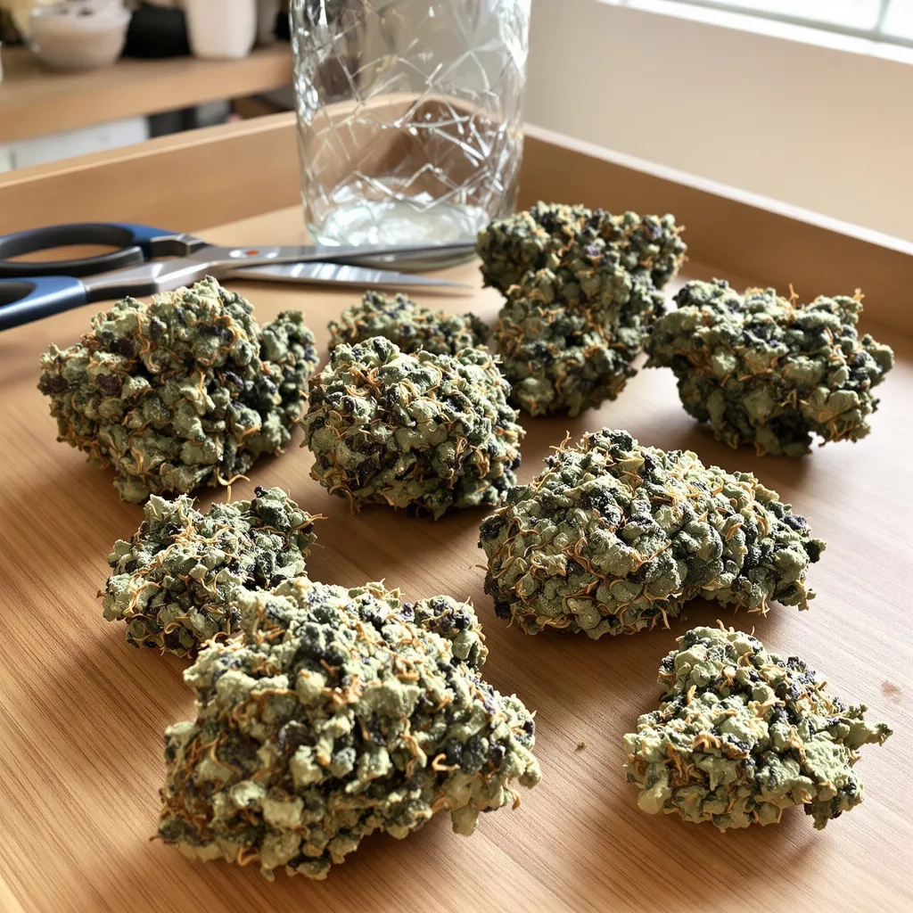 Grape Cookies 71% indica / 29% sativa flower with visible trichomes