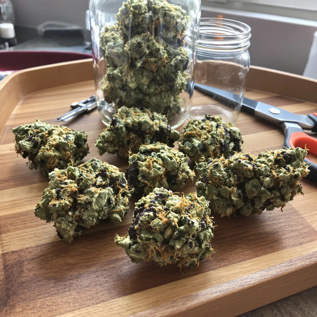 Grape Cookies 71% indica / 29% sativa flower with visible trichomes