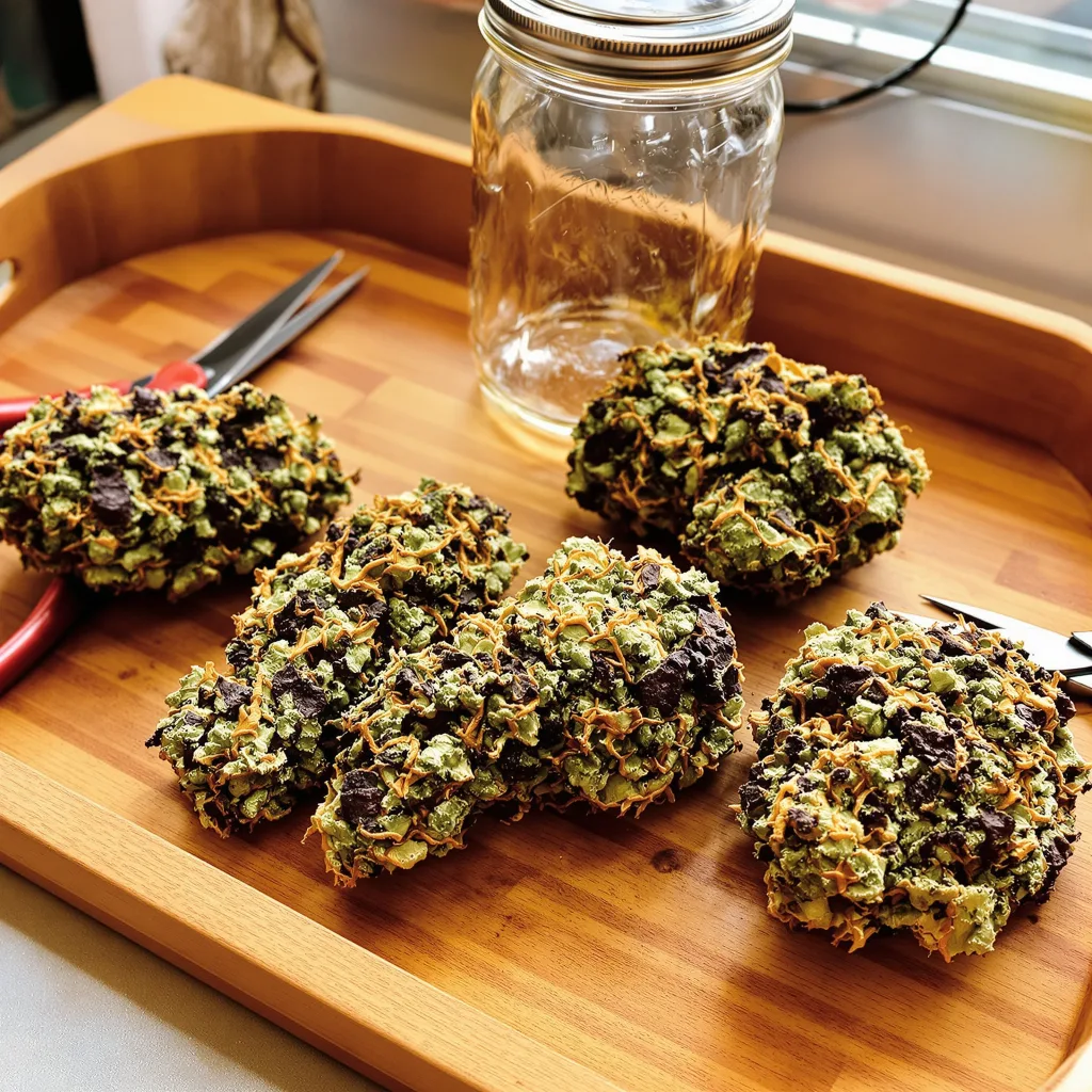 Grape God 70% indica / 30% sativa flower with visible trichomes