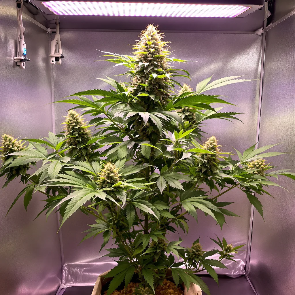 Grape Inferno 79% indica / 21% sativa flower with visible trichomes