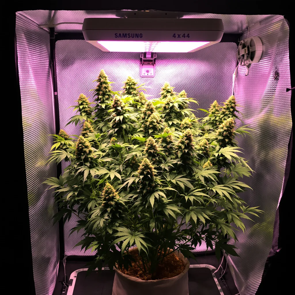 Grape Inferno 79% indica / 21% sativa flower with visible trichomes