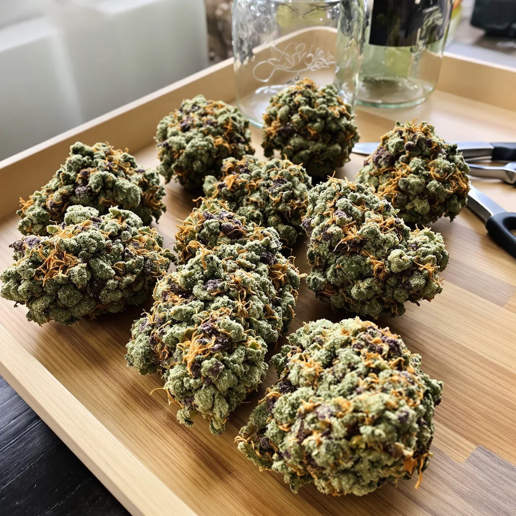 Grape Krush 60% indica / 40% sativa flower with visible trichomes