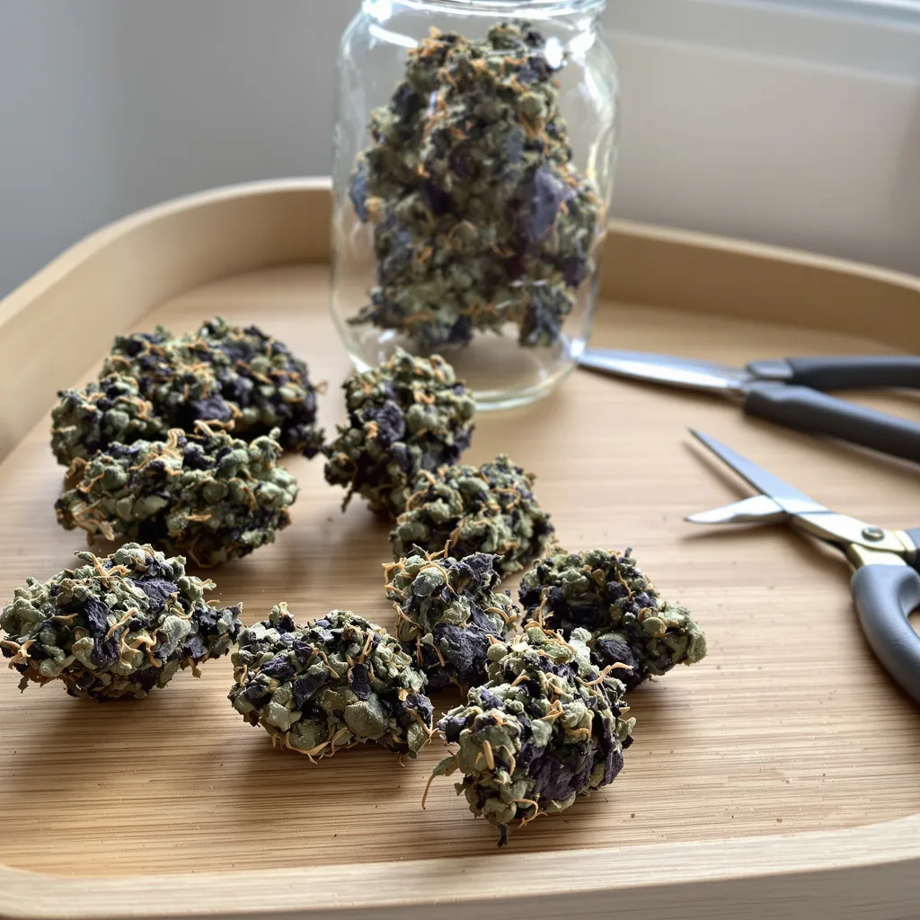 Grape Skunk 88% indica / 12% sativa flower with visible trichomes