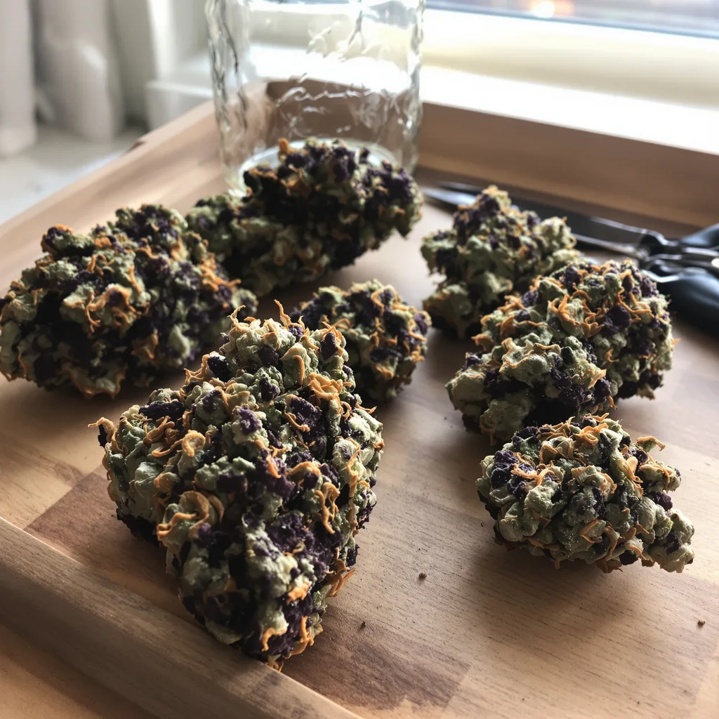 Grape Skunk 88% indica / 12% sativa flower with visible trichomes