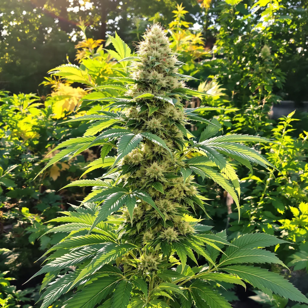 Grease Monkey 48% indica / 52% sativa flower with visible trichomes