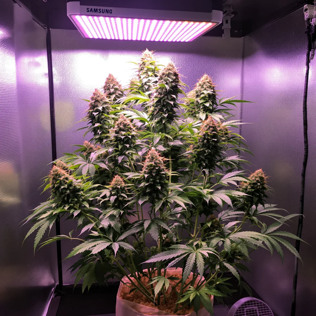 Green Candy 50% indica / 50% sativa flower with visible trichomes