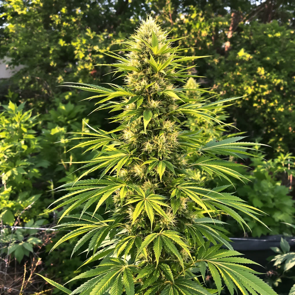Green Dream 18% indica / 82% sativa flower with visible trichomes