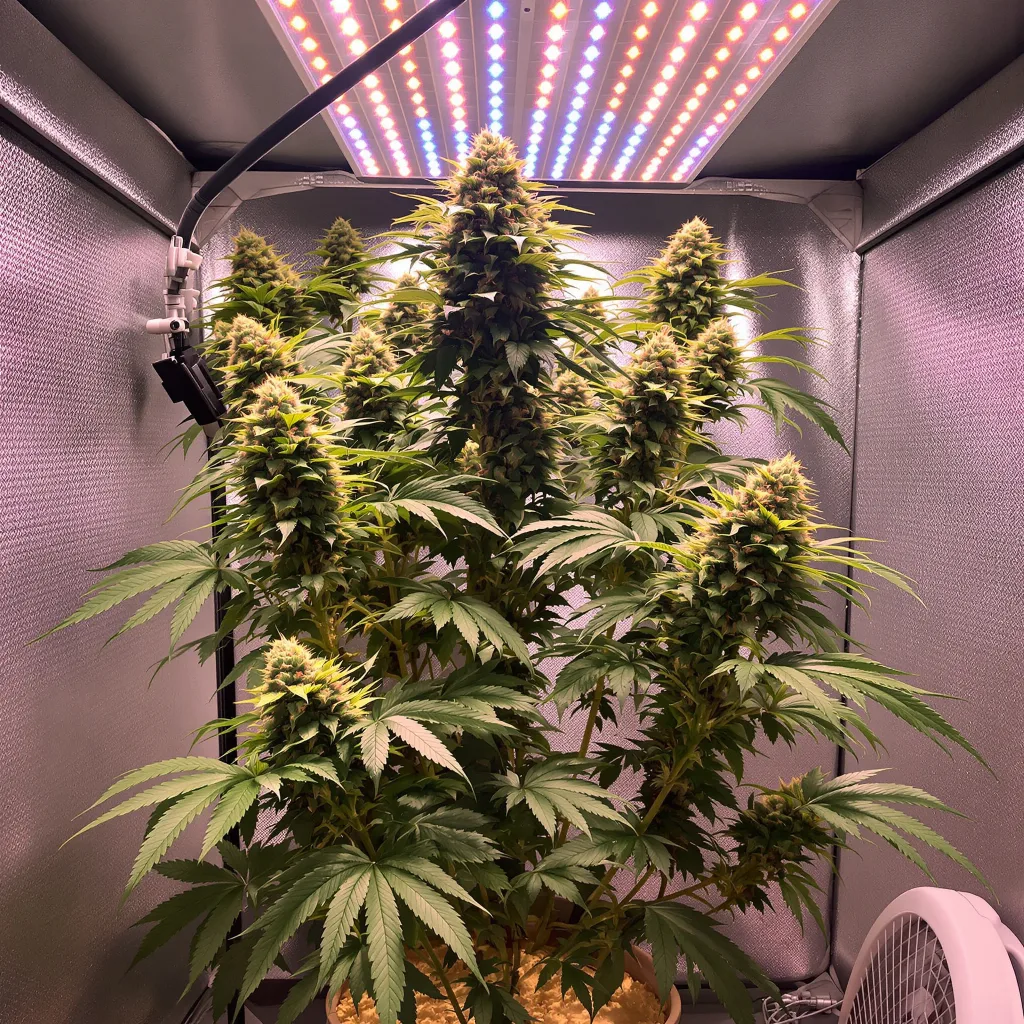 Green Goblin 48% indica / 52% sativa flower with visible trichomes