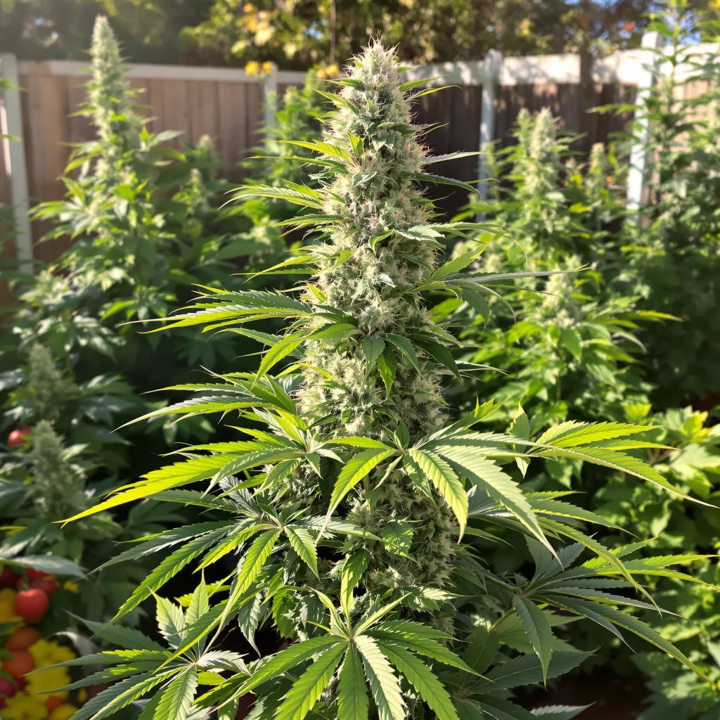 Green Goblin 48% indica / 52% sativa flower with visible trichomes