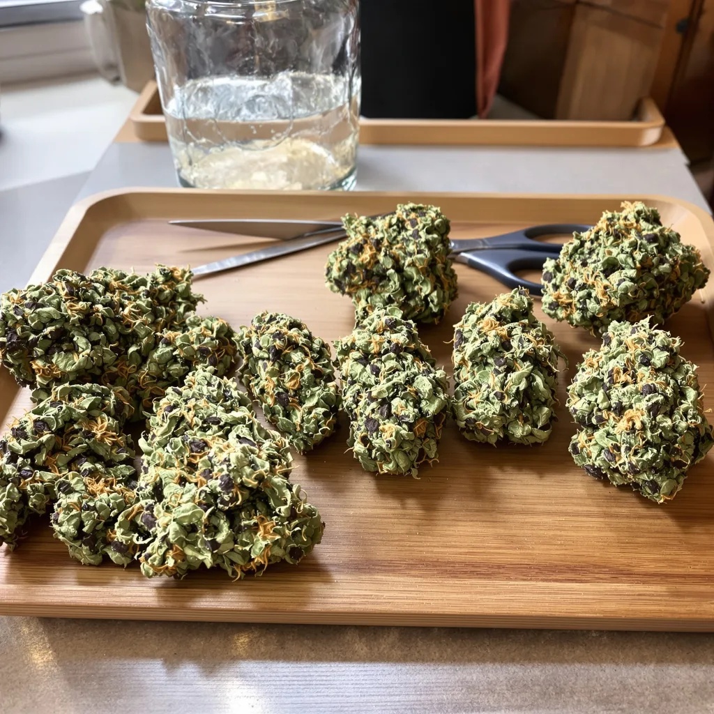 Green Goddess 75% indica / 25% sativa flower with visible trichomes