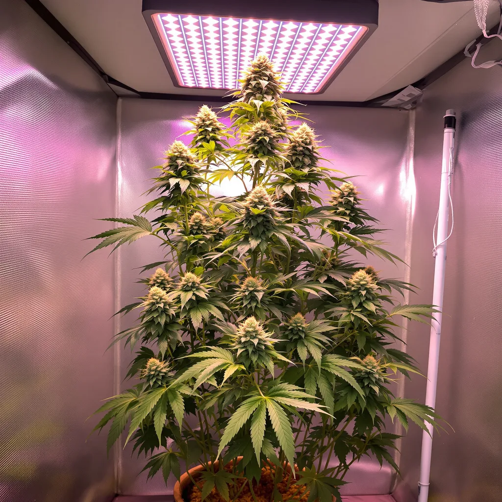 Green Kush 36% indica / 64% sativa flower with visible trichomes