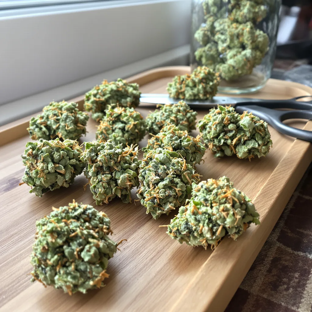 Grilled Cheese 22% indica / 78% sativa flower with visible trichomes