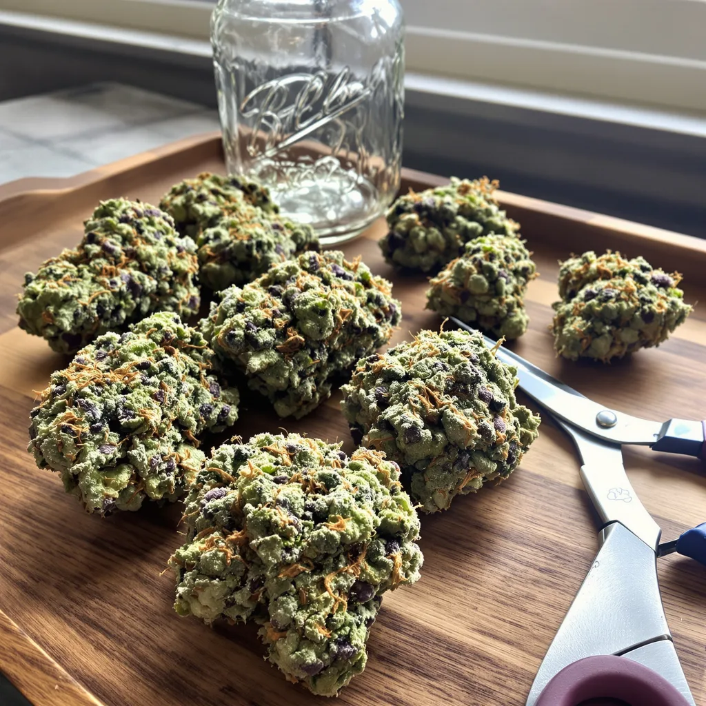 Guido Kush 41% indica / 59% sativa flower with visible trichomes