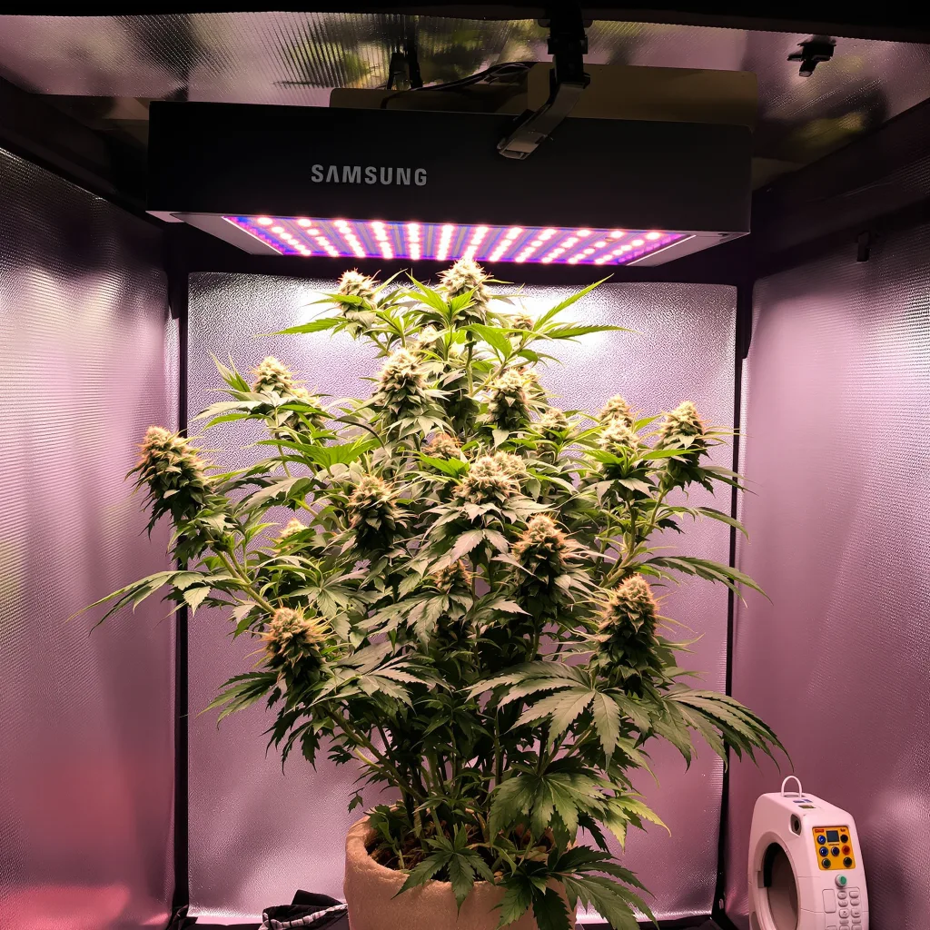 Gupta Kush 44% indica / 56% sativa flower with visible trichomes