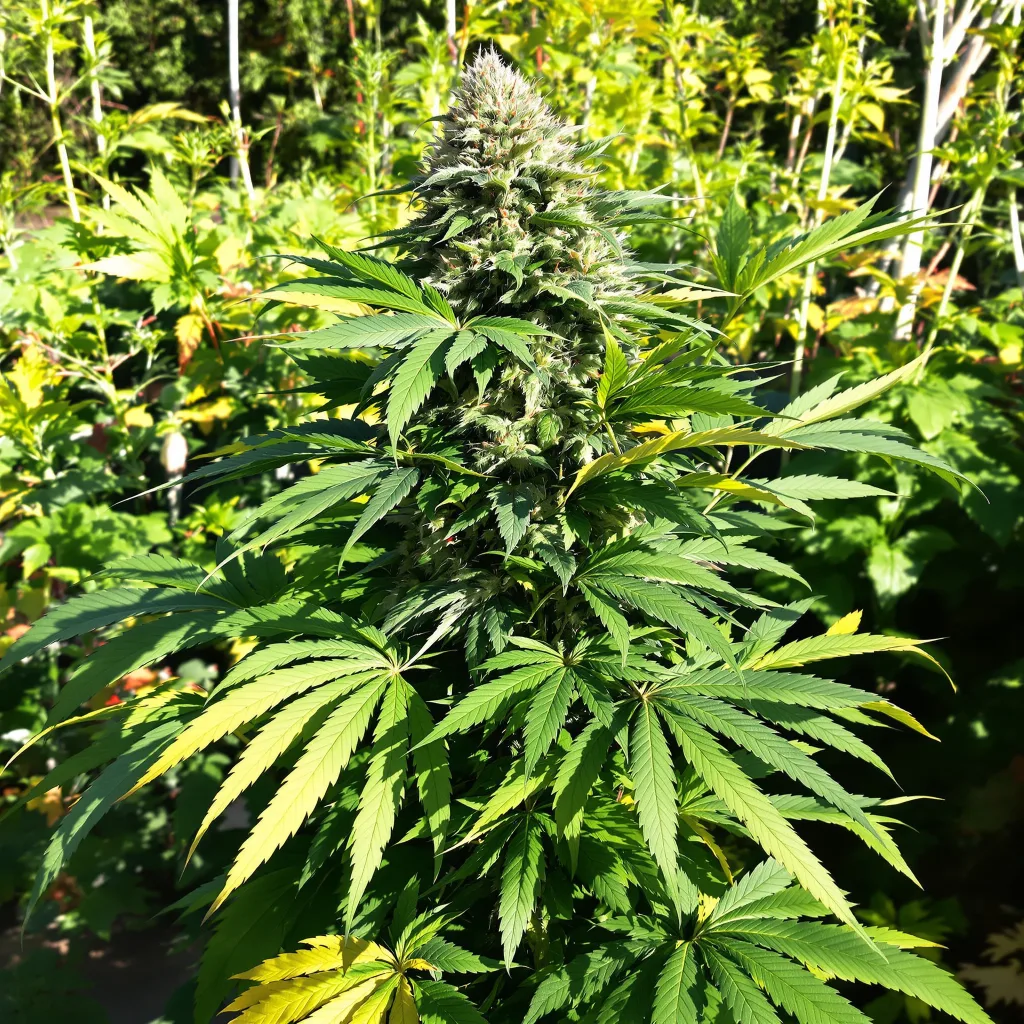 Gutbuster 77% indica / 23% sativa flower with visible trichomes