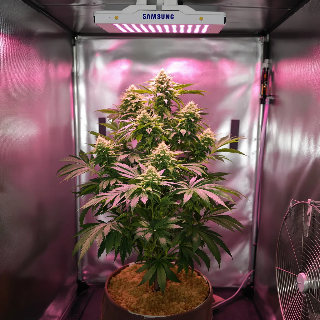 Hammerhead 71% indica / 29% sativa flower with visible trichomes