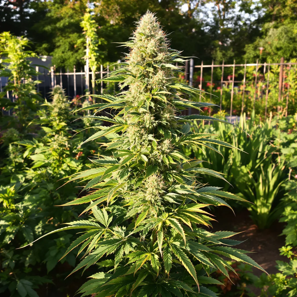Han Burger 52% indica / 48% sativa flower with visible trichomes