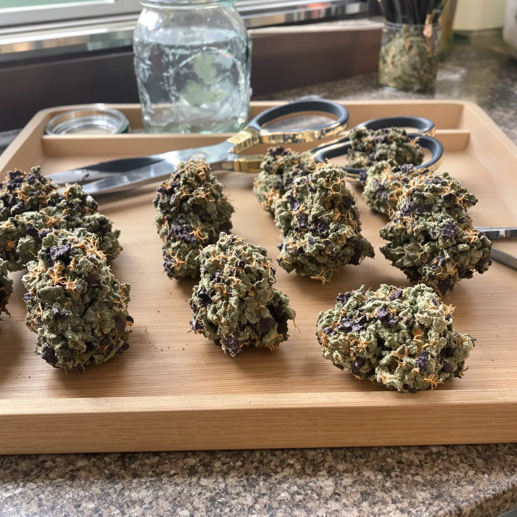 Hash Plant 80% indica / 20% sativa flower with visible trichomes