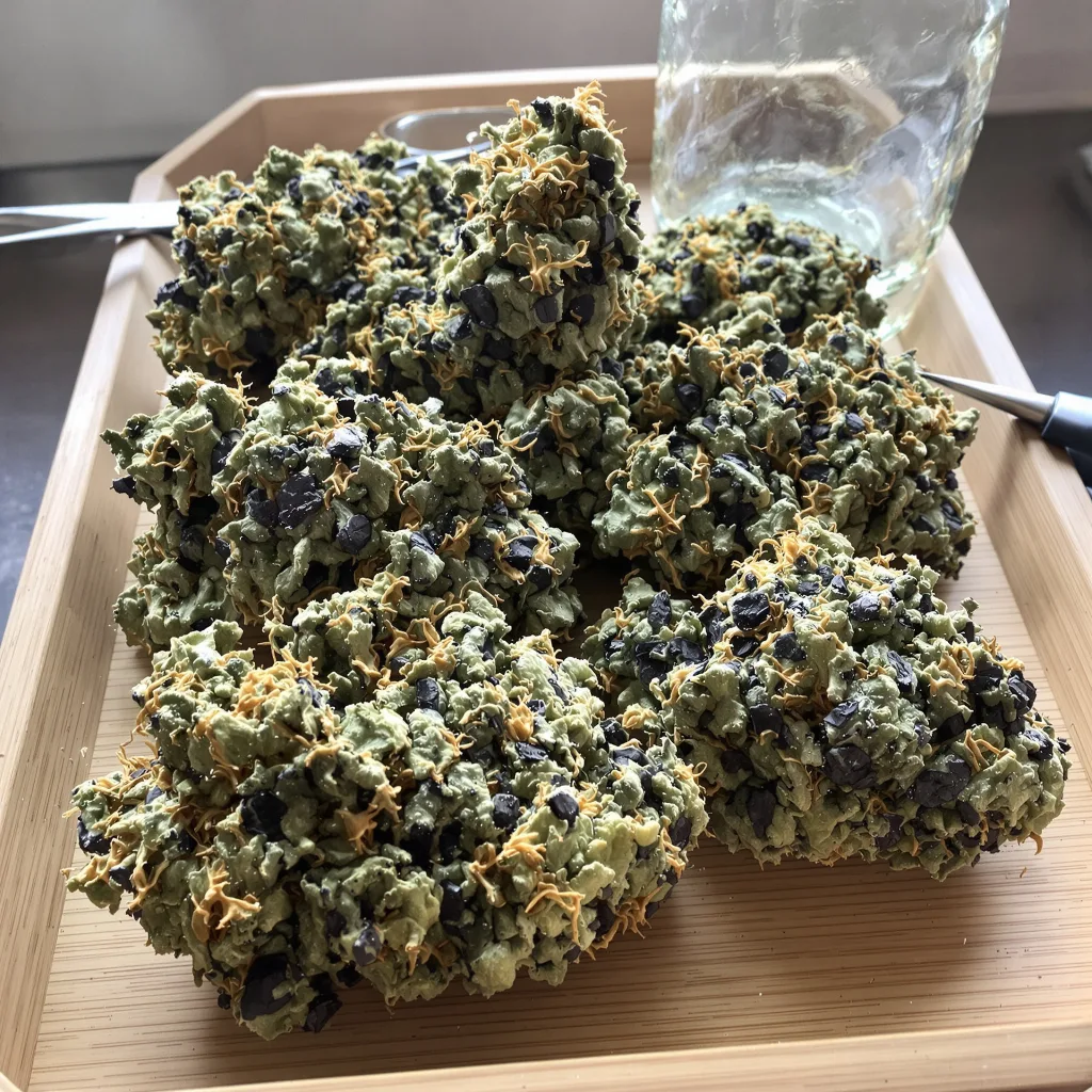 Hashberry 70% indica / 30% sativa flower with visible trichomes
