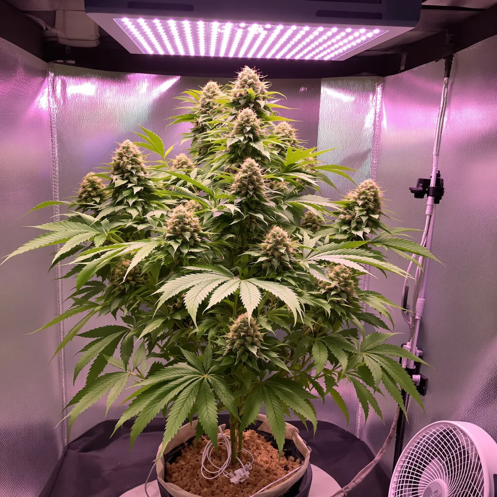 Hawaiian 84% indica / 16% sativa flower with visible trichomes