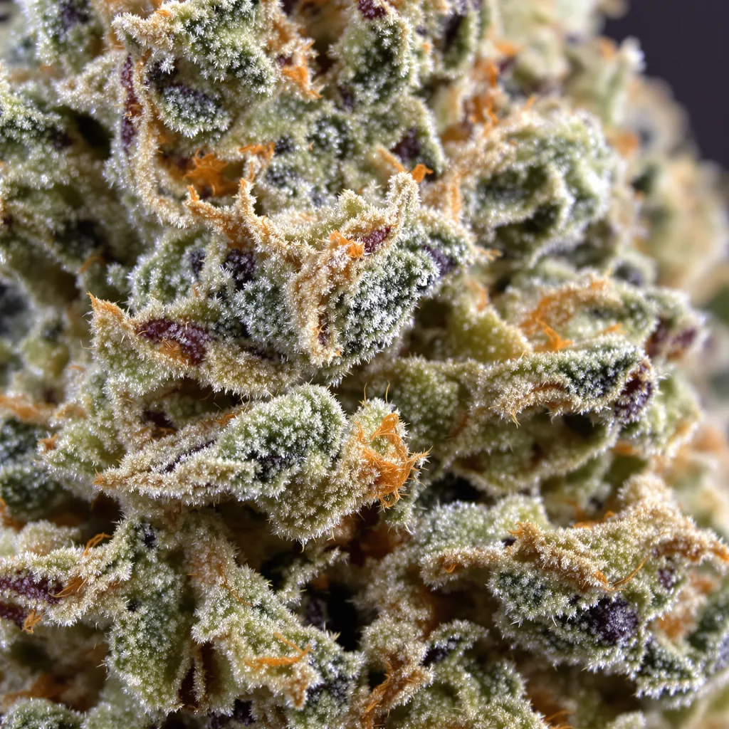 Headband cannabis bud close-up showing dense forest-green nugs