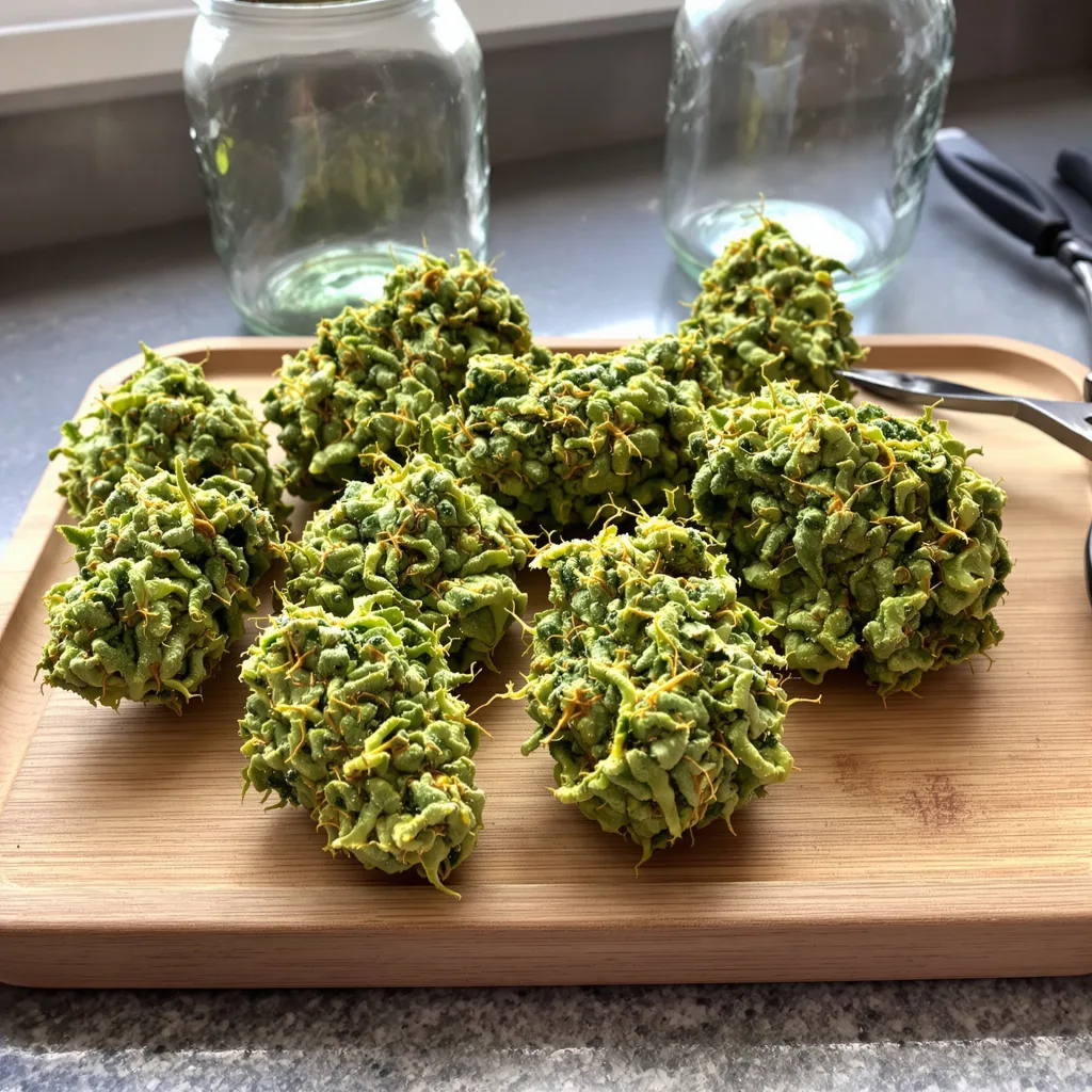 Hektol 21% indica / 79% sativa flower with visible trichomes