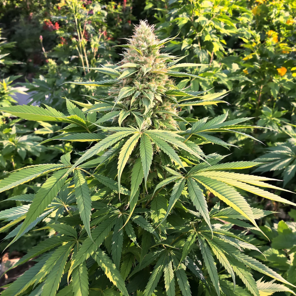 Hell's OG 80% indica / 20% sativa flower with visible trichomes