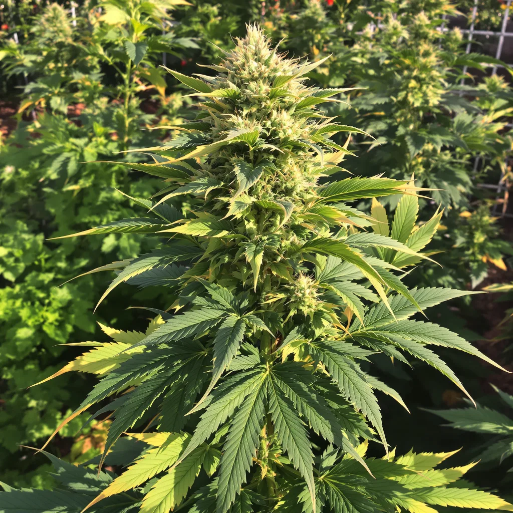 Hells OG Haze 87% indica / 13% sativa flower with visible trichomes