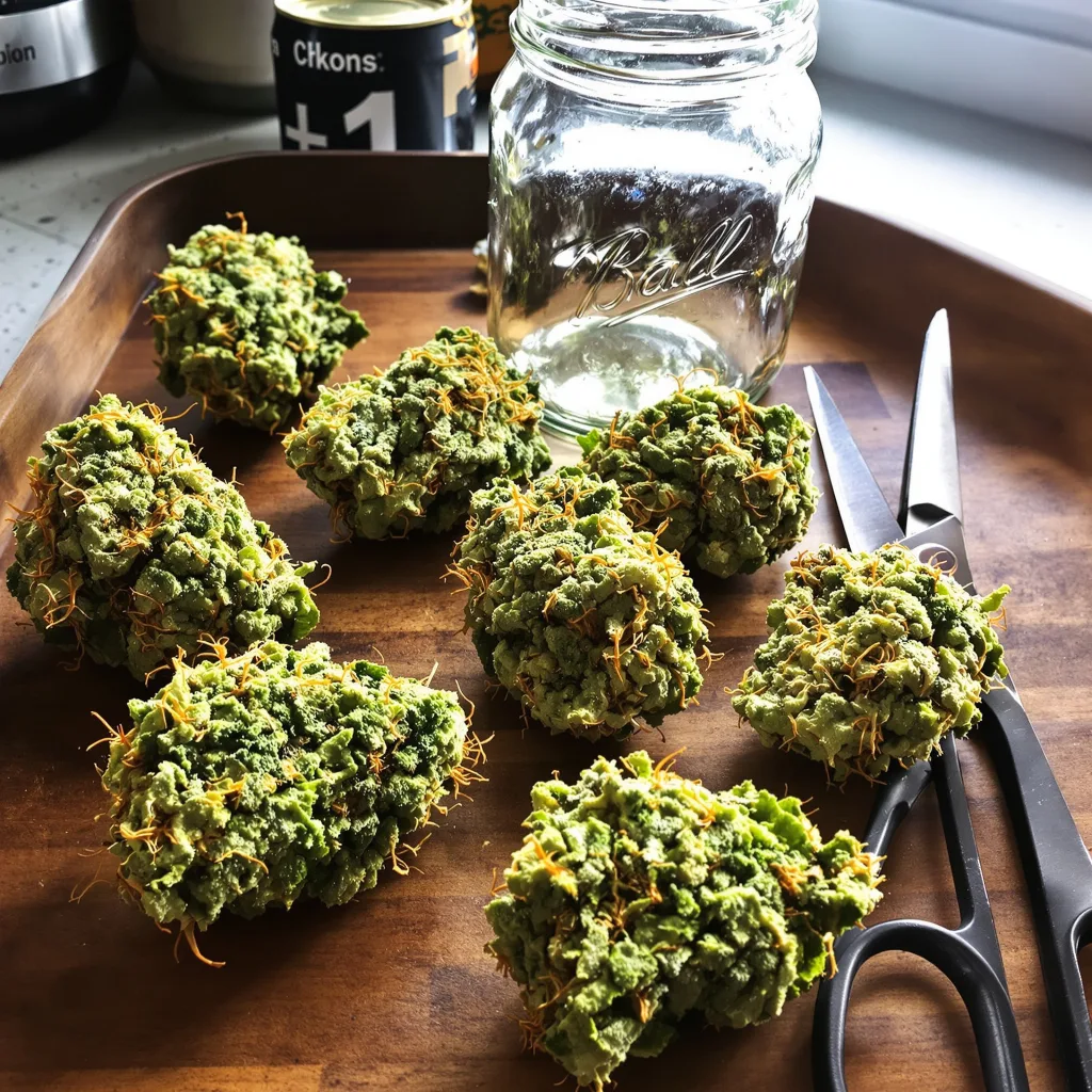 Hempstar 10% indica / 80% sativa flower with visible trichomes