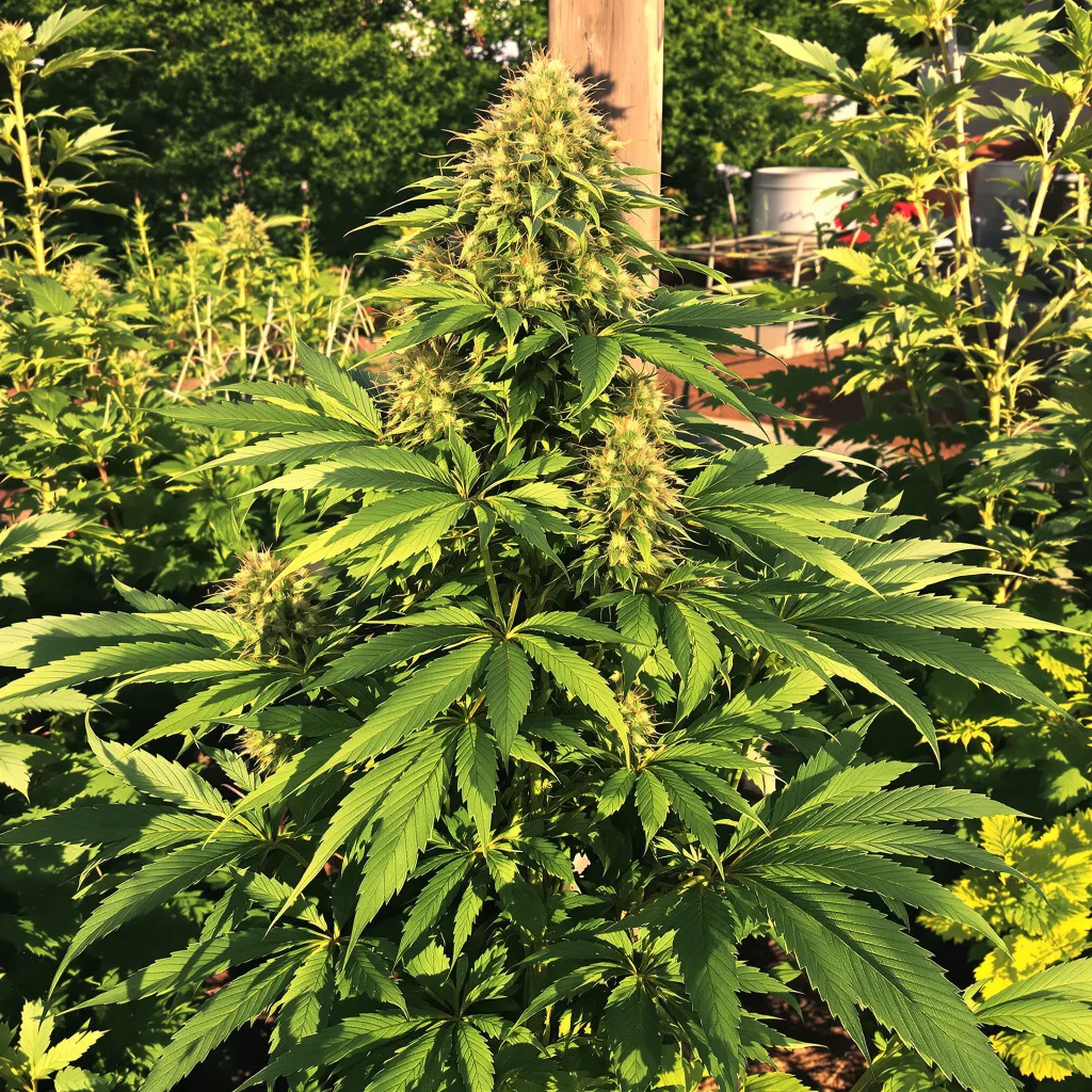 Herijuana 68% indica / 32% sativa flower with visible trichomes