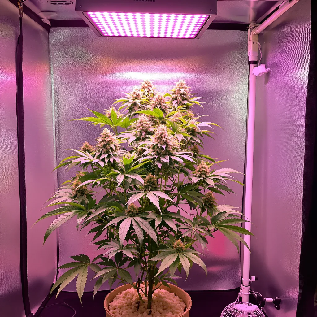 Highwayman 73% indica / 27% sativa flower with visible trichomes