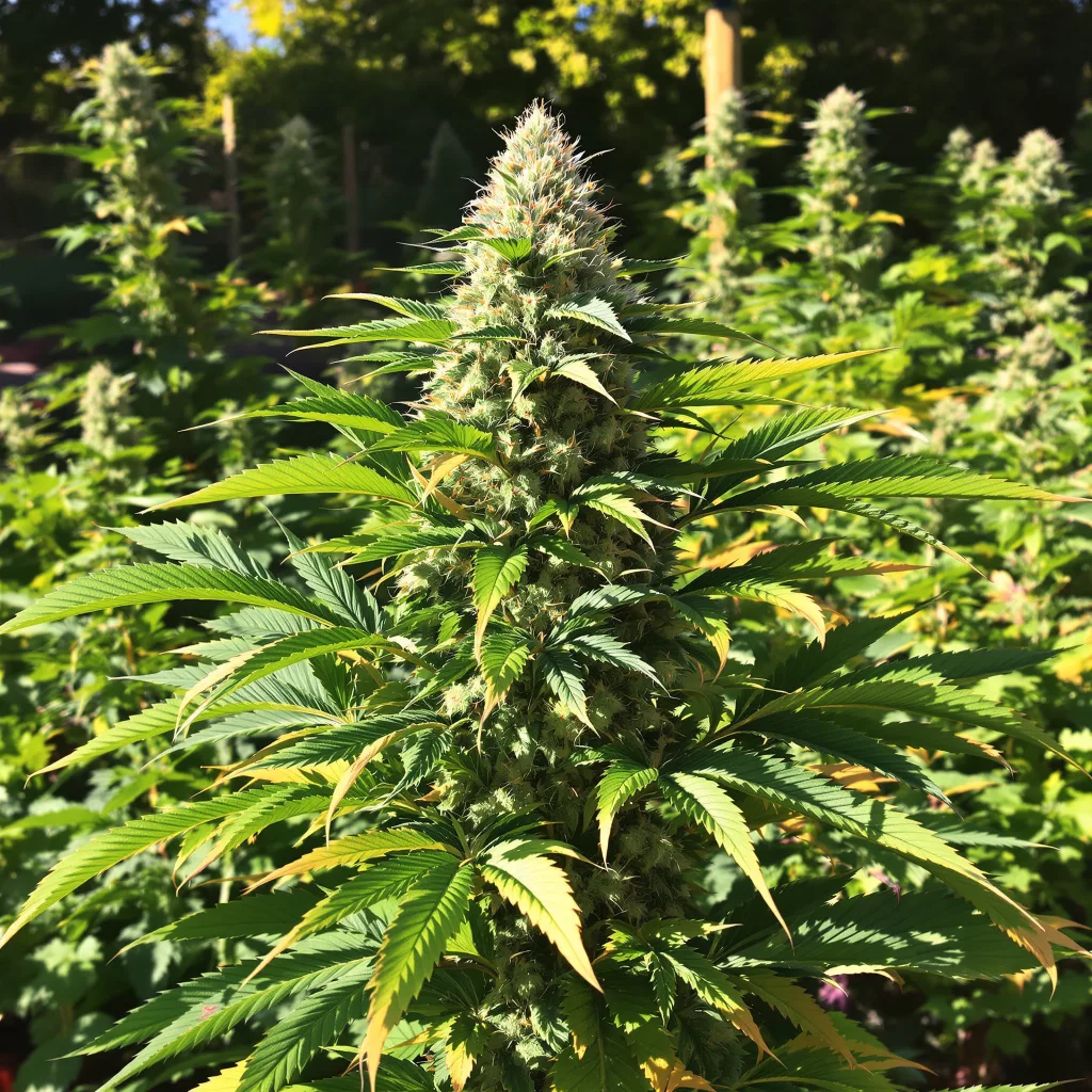Highwayman 73% indica / 27% sativa flower with visible trichomes