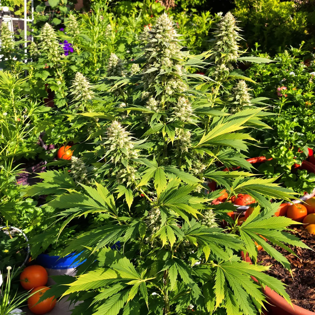 Huckleberry 50% indica / 50% sativa flower with visible trichomes