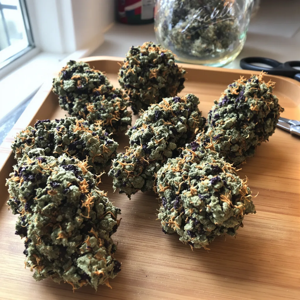 Ice Cream Cake 70% indica / 30% sativa flower with visible trichomes