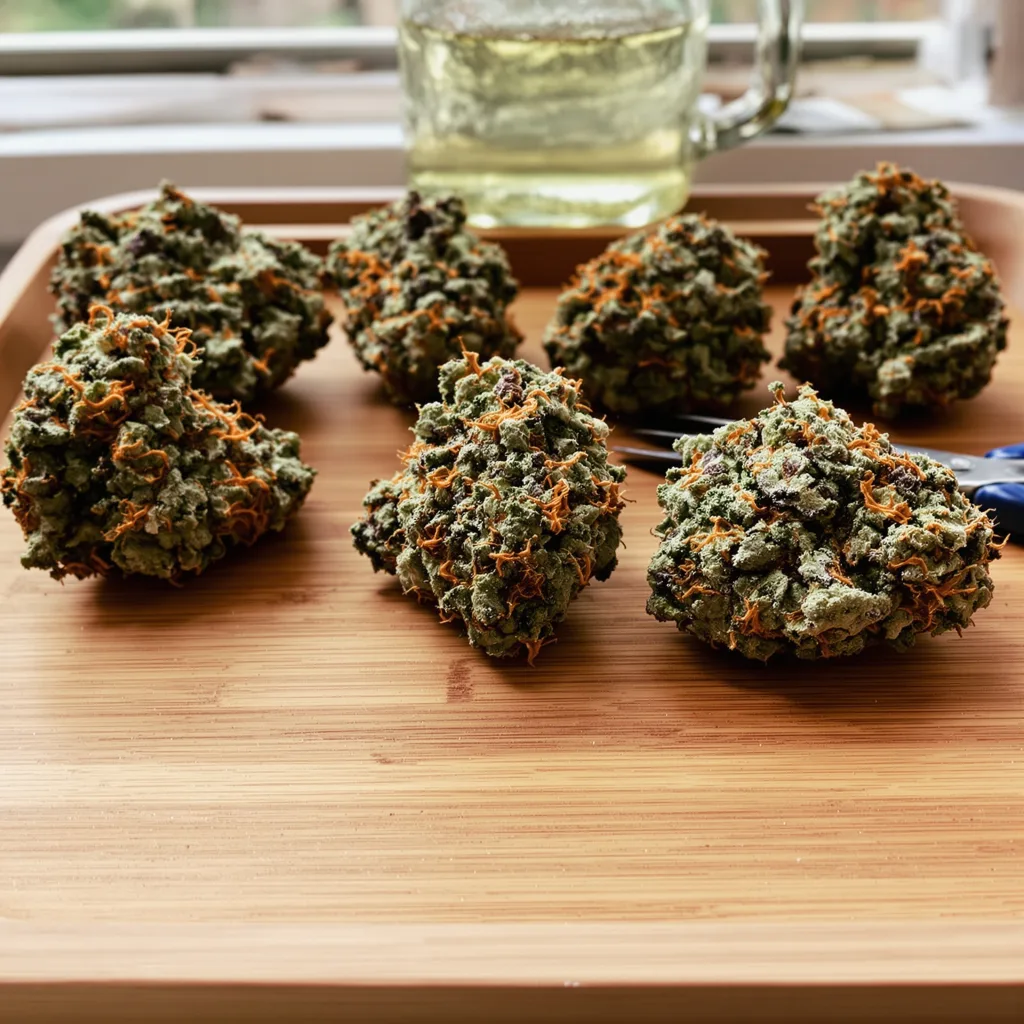 Illuminati 83% indica / 17% sativa flower with visible trichomes
