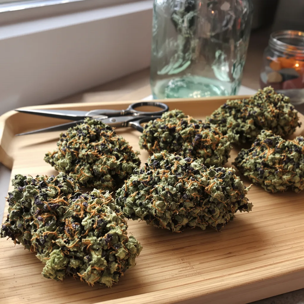 Illuminati OG 80% indica / 20% sativa flower with visible trichomes