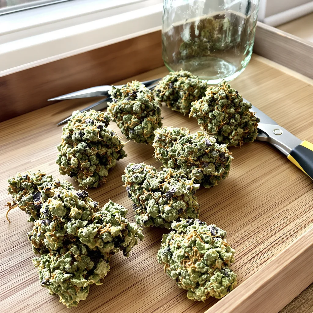Incredible Bulk 39% indica / 61% sativa flower with visible trichomes