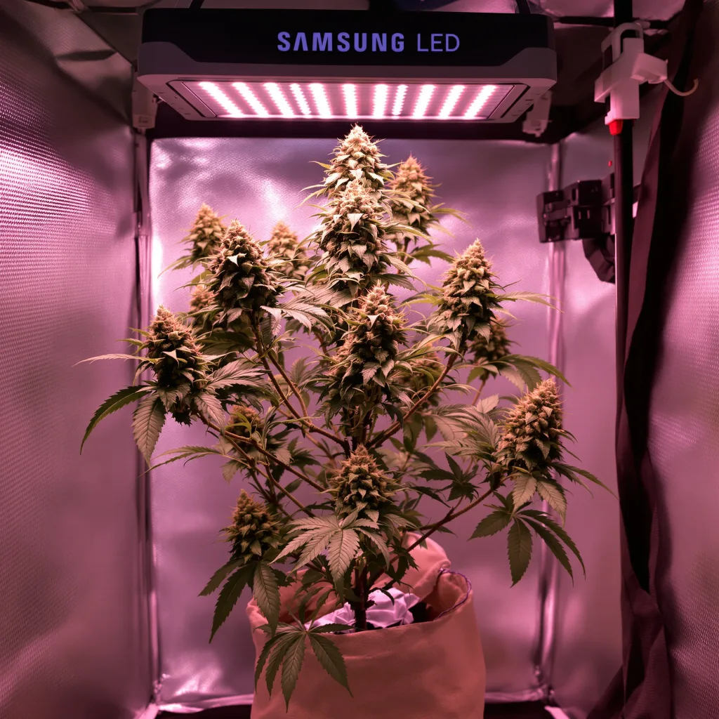 Iron Triangle 44% indica / 56% sativa flower with visible trichomes