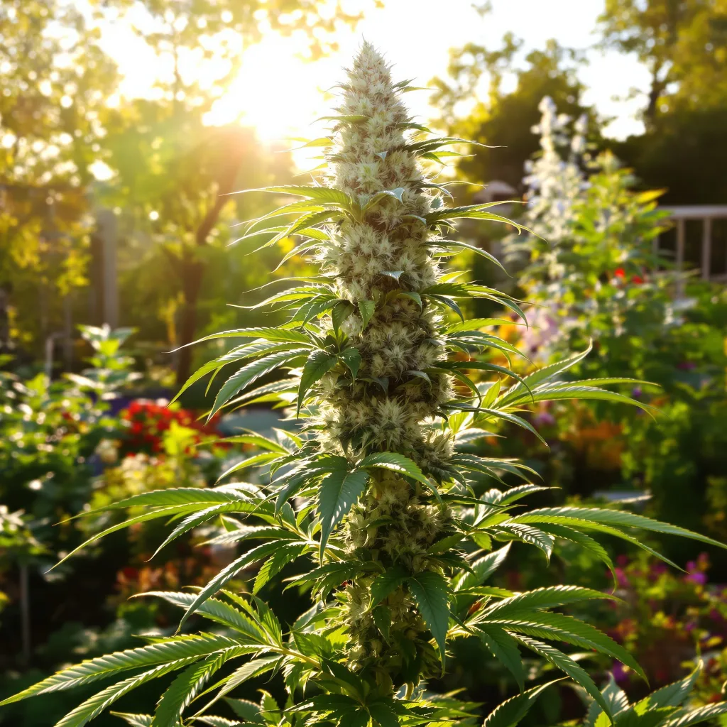 Iron Triangle 44% indica / 56% sativa flower with visible trichomes